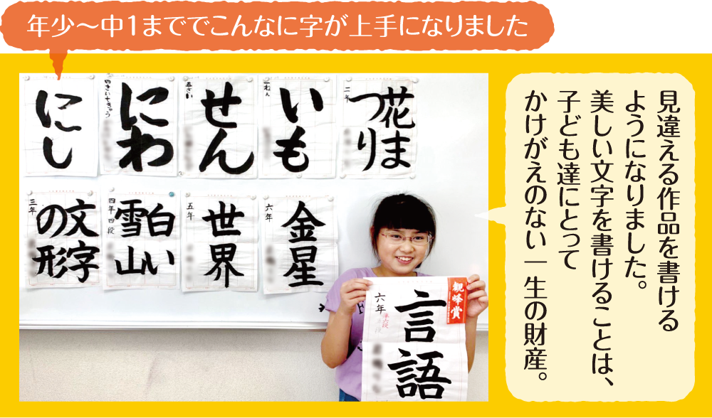 年少～中1まででこんなに字が上手になりました
